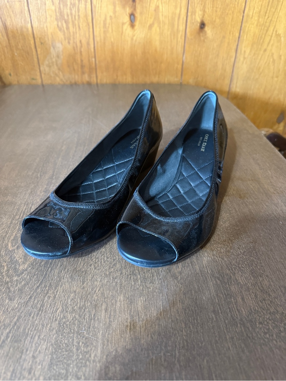 Cole Haan Women's Shoes Wedge Heel Peep Toe Black Size 11 B